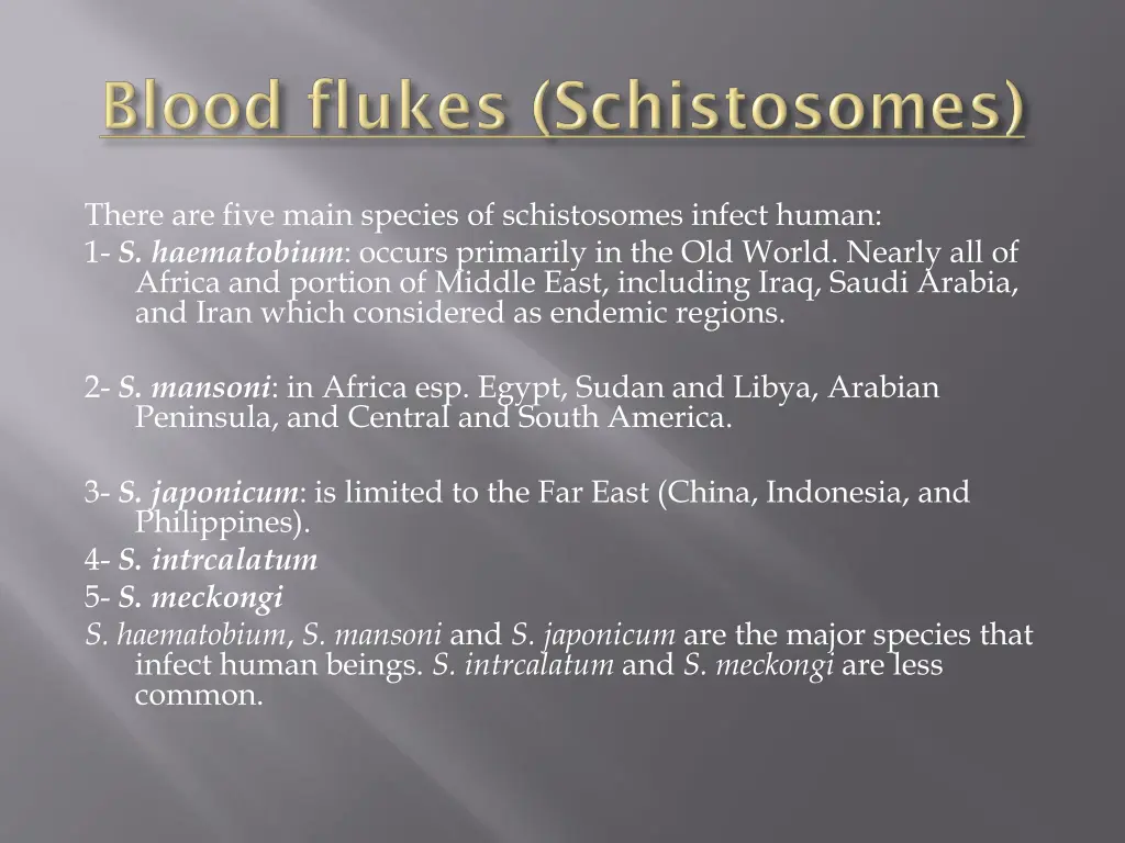 there are five main species of schistosomes