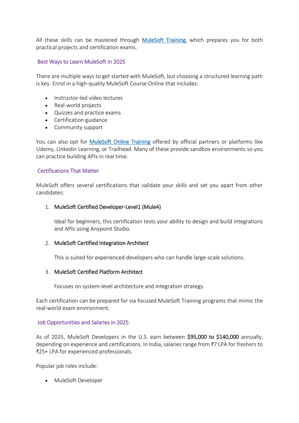 all these skills can be mastered through mulesoft