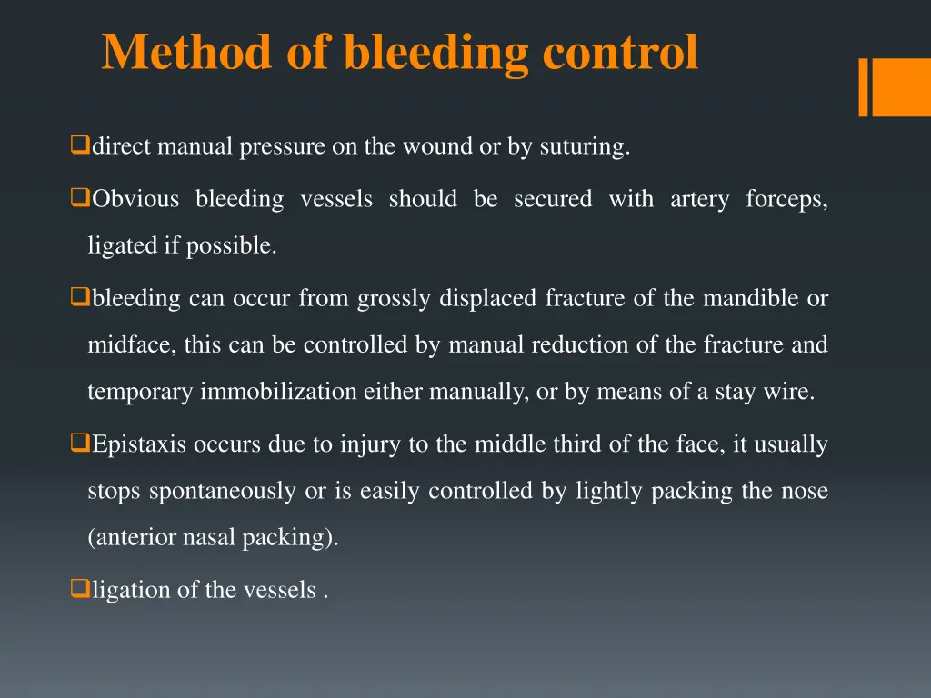 method of bleeding control