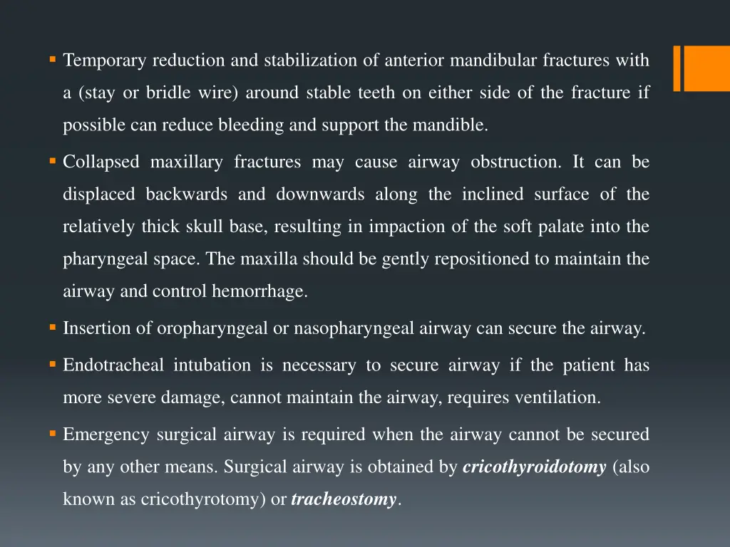 temporary reduction and stabilization of anterior