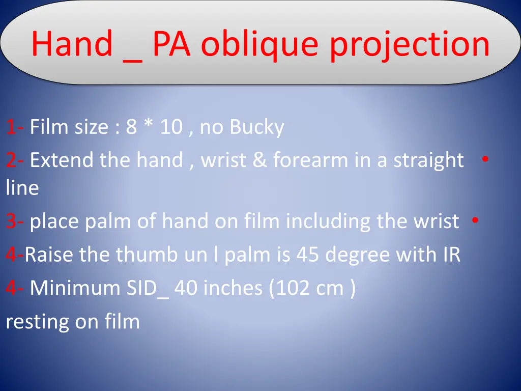 hand pa oblique projection