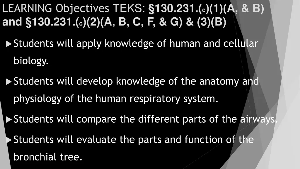 learning objectives teks