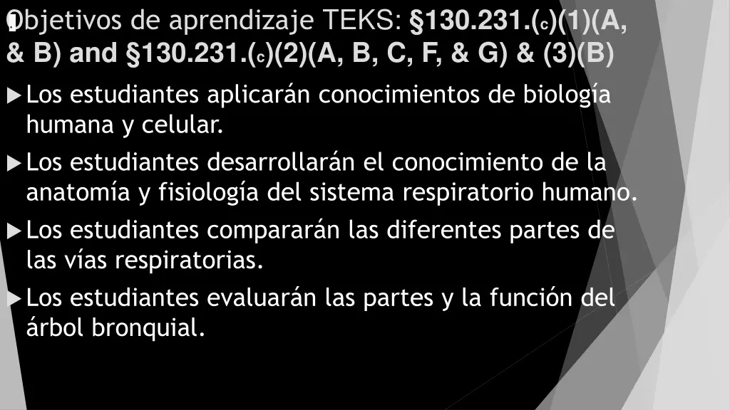 objetivos de aprendizaje teks
