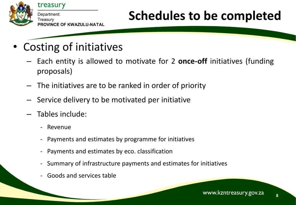 schedules to be completed