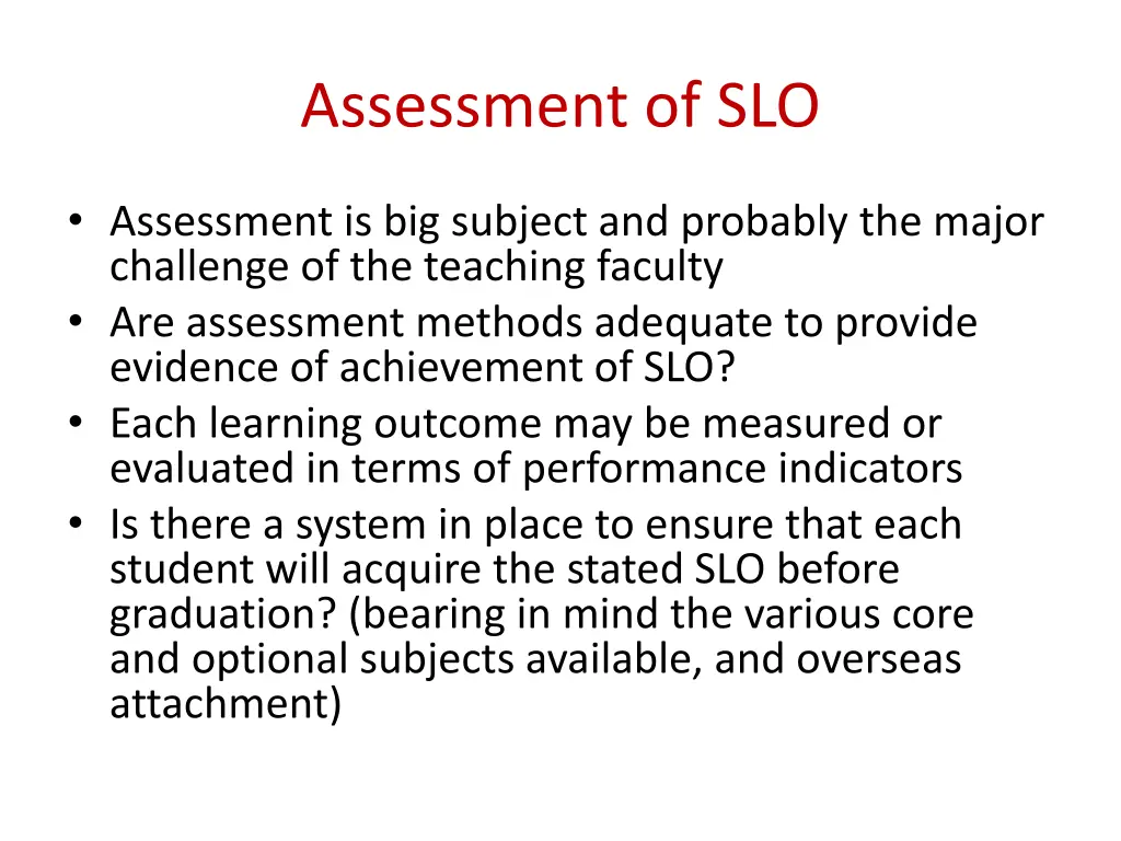 assessment of slo