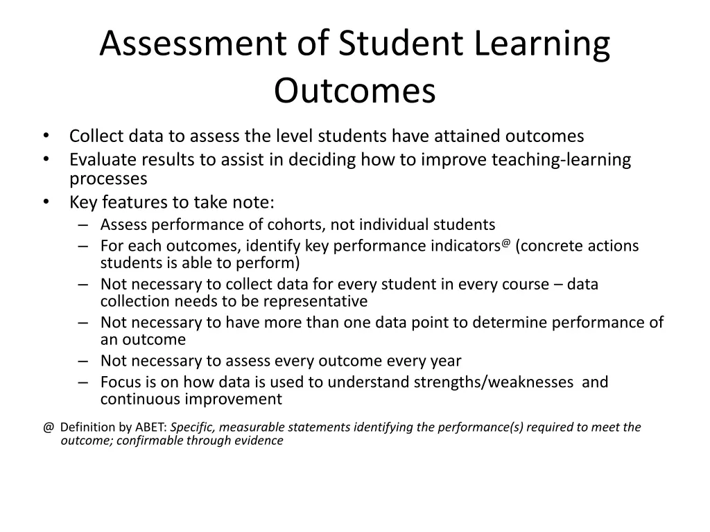 assessment of student learning outcomes