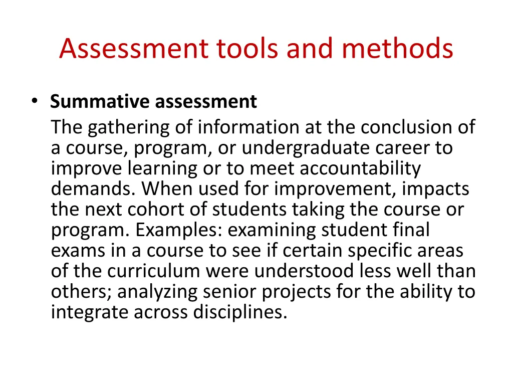 assessment tools and methods 1