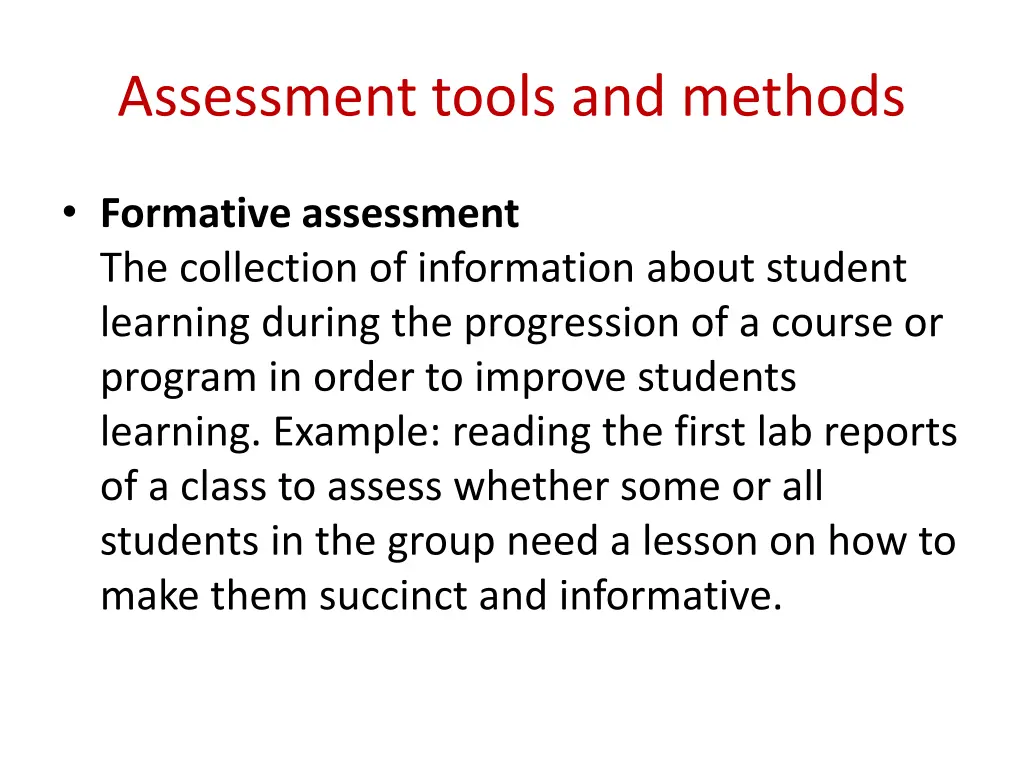 assessment tools and methods