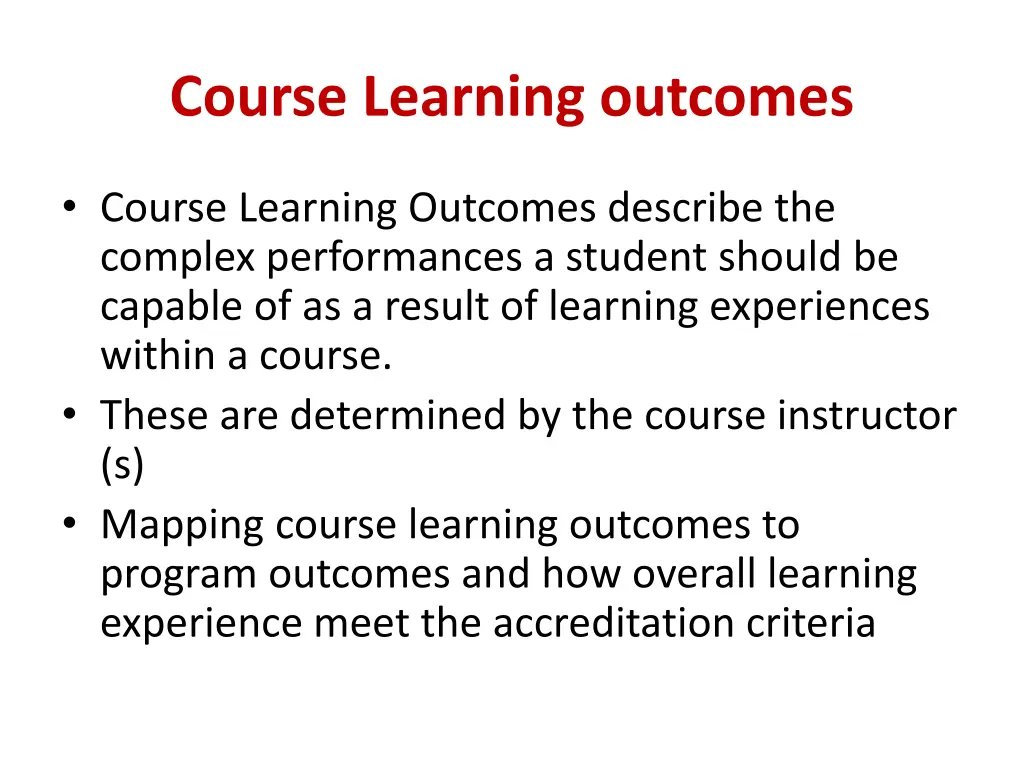 course learning outcomes 1
