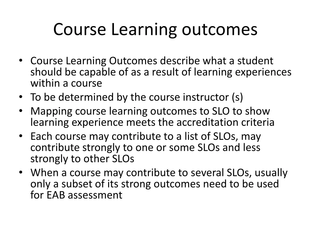 course learning outcomes