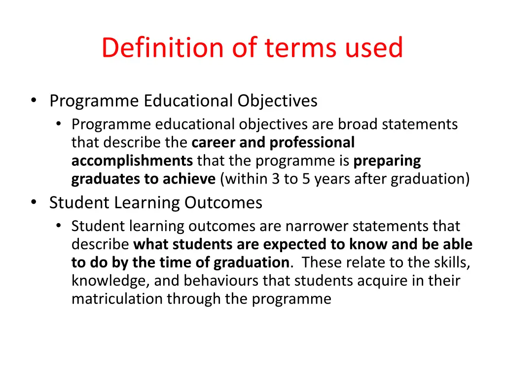 definition of terms used