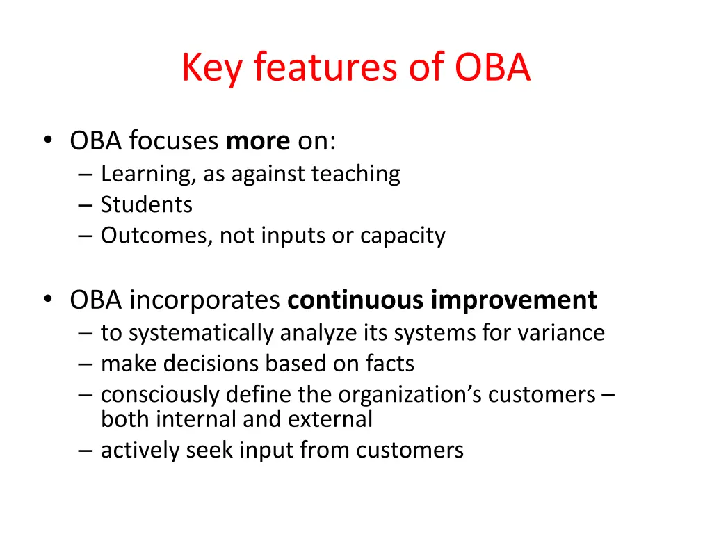 key features of oba