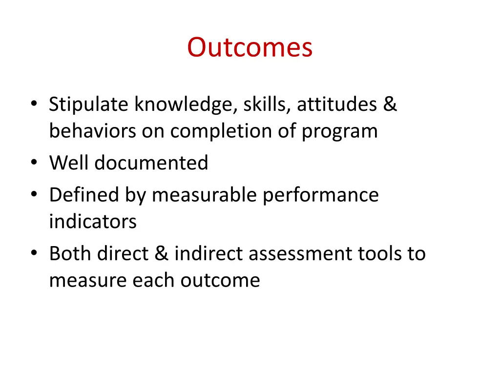 outcomes
