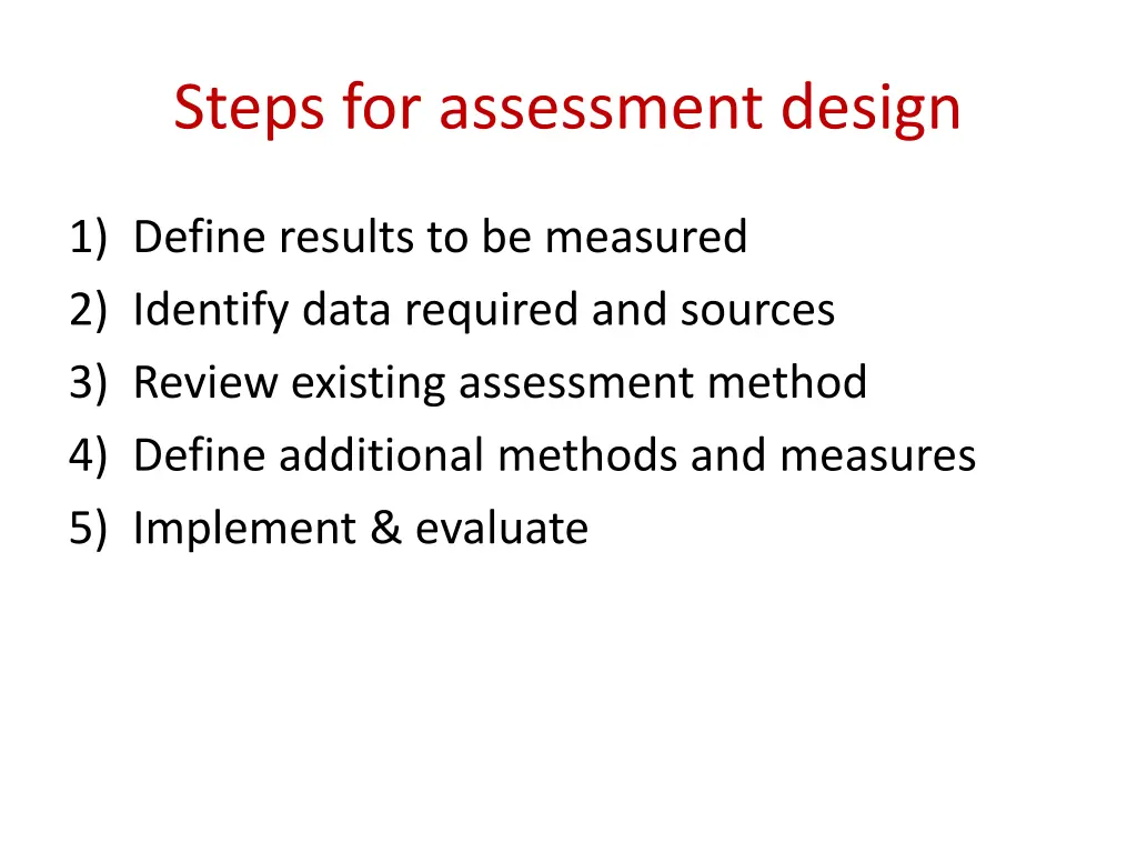 steps for assessment design