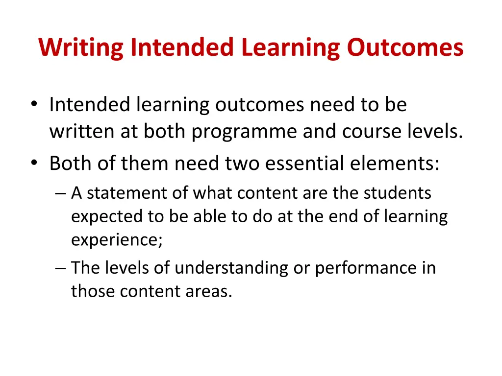 writing intended learning outcomes