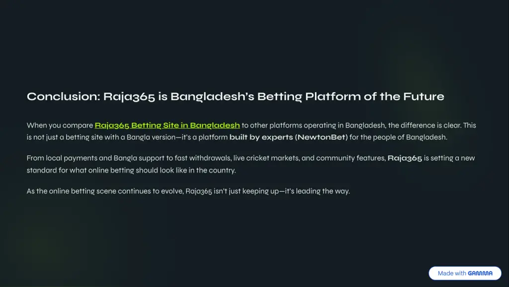 conclusion raja365 is bangladesh9s betting