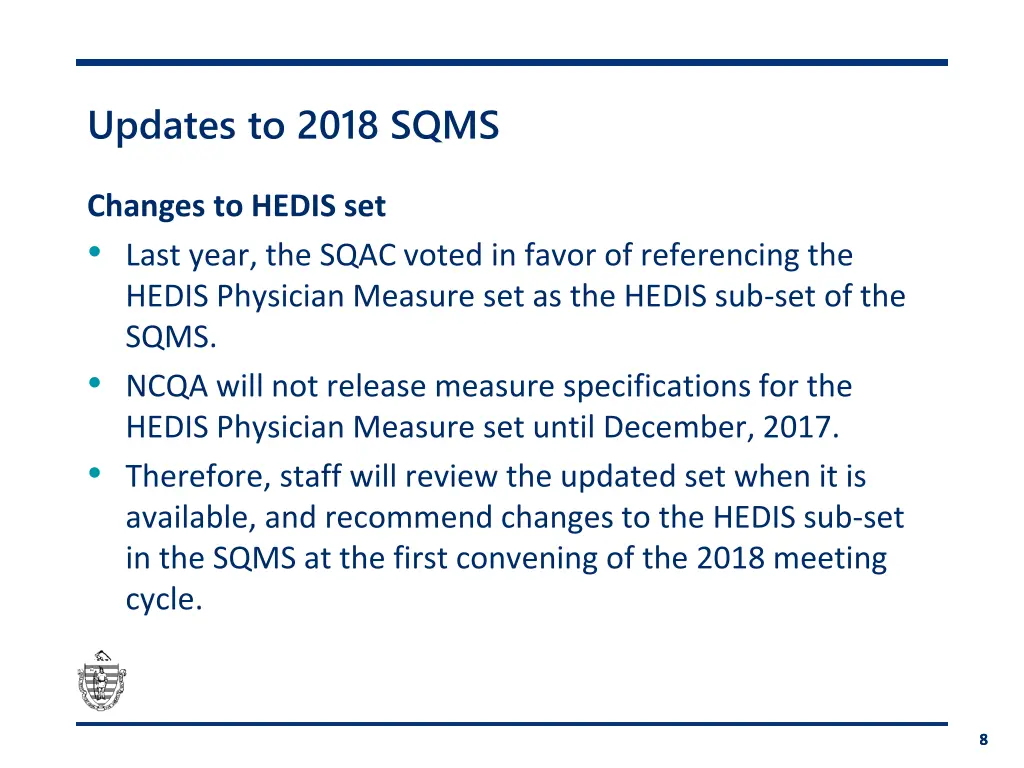 updates to 2018 sqms 2