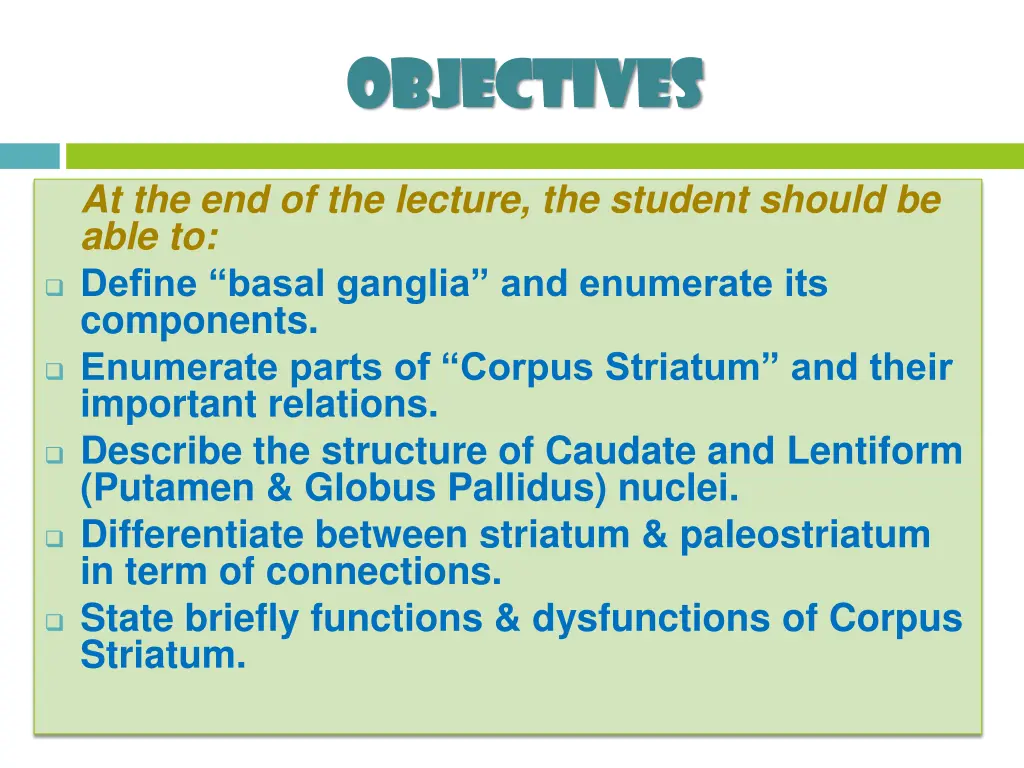 objectives objectives