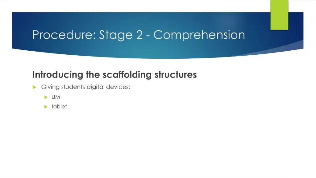procedure stage 2 comprehension