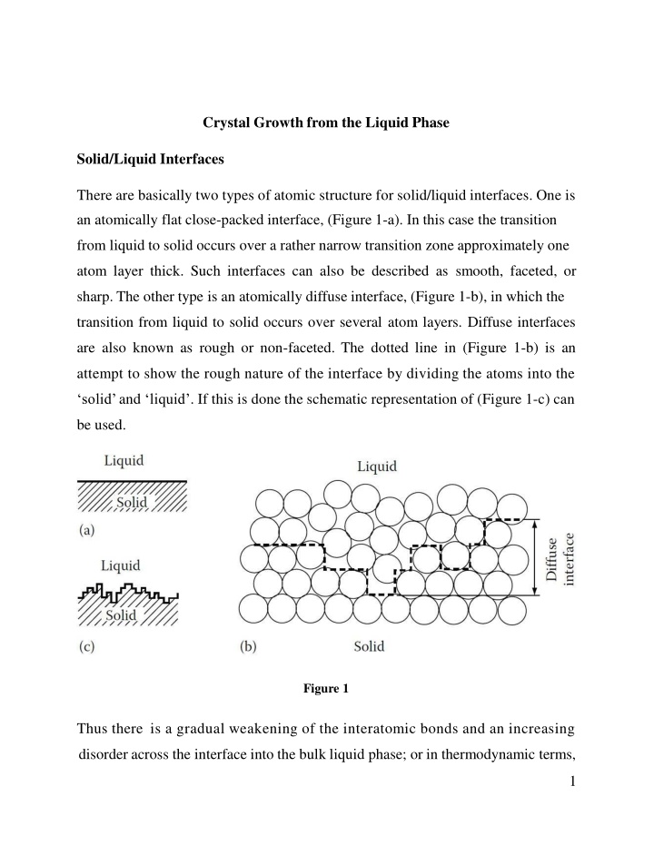 crystal growth from the liquid phase
