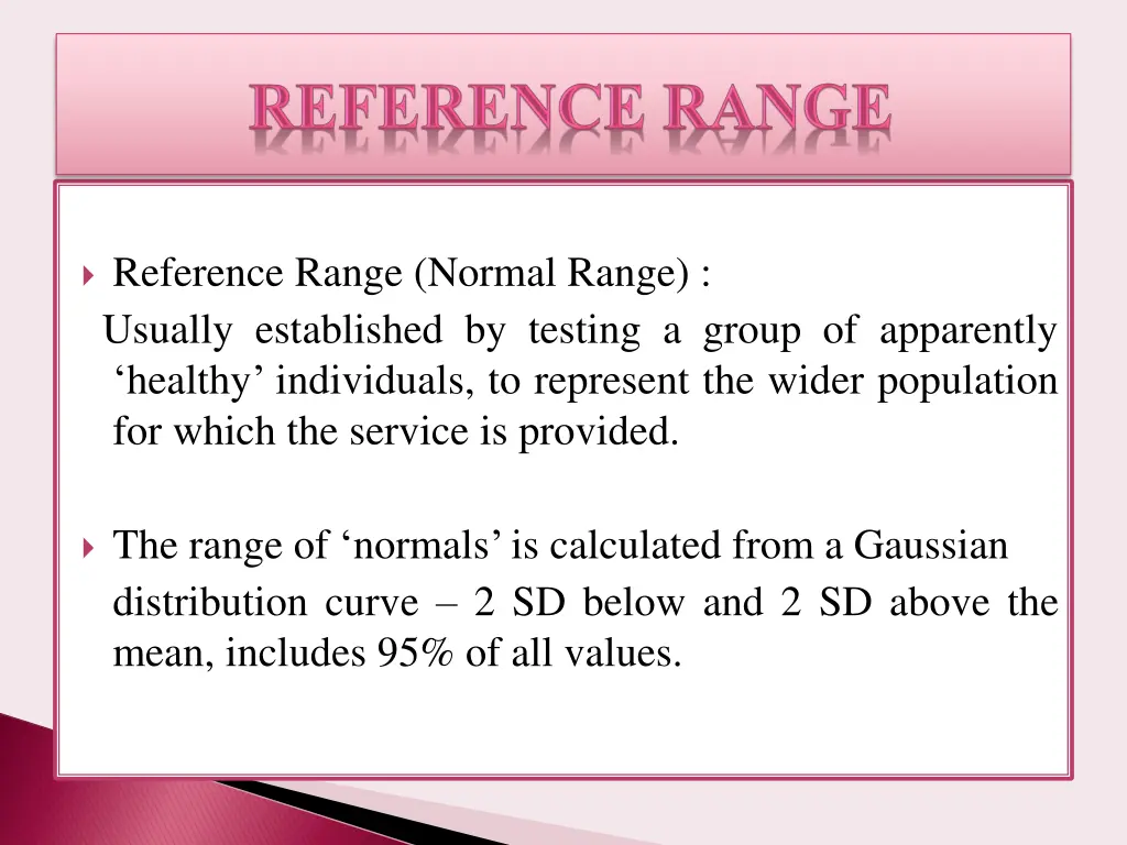 reference range normal range usually established