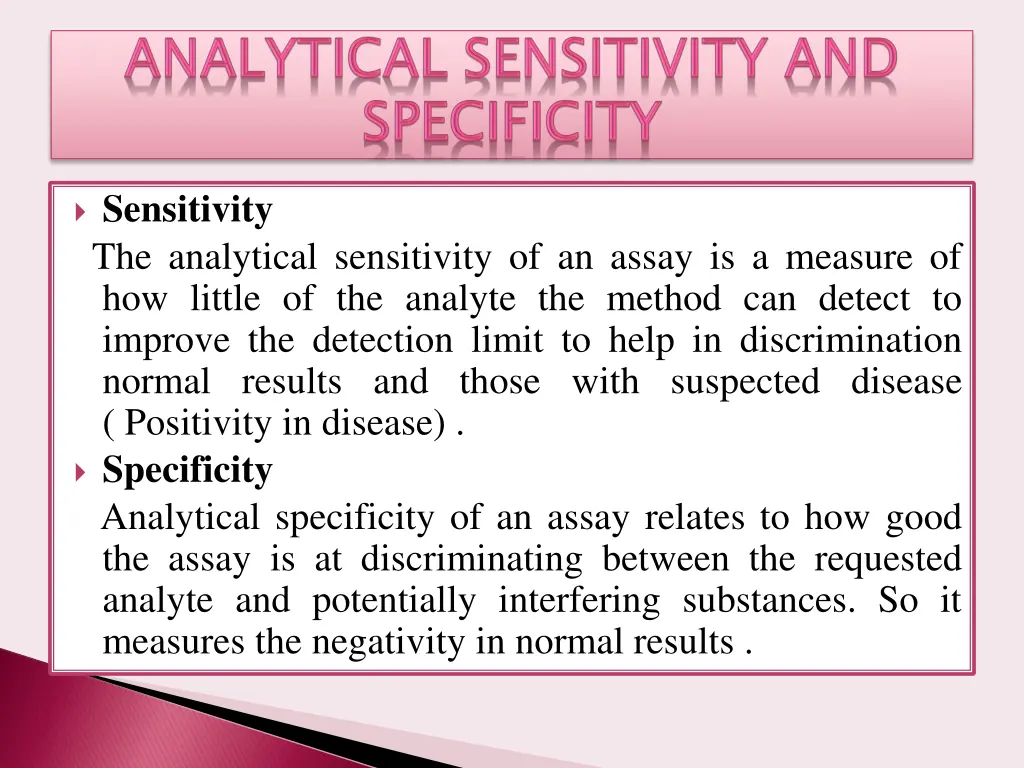 sensitivity the analytical sensitivity