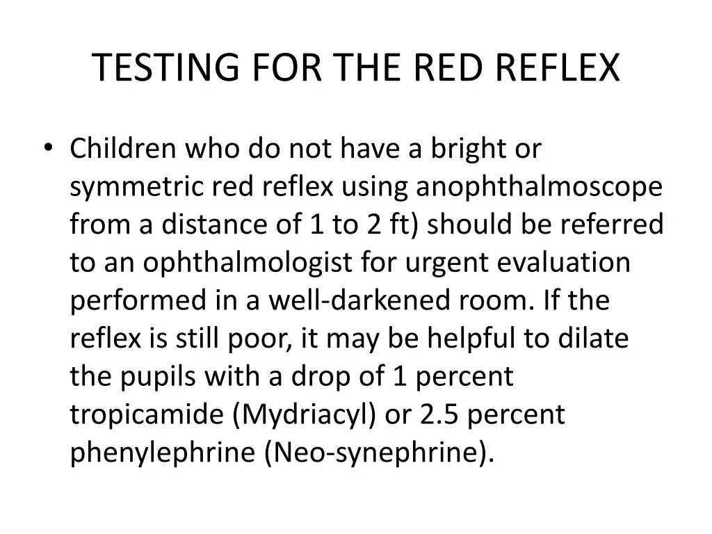 testing for the red reflex