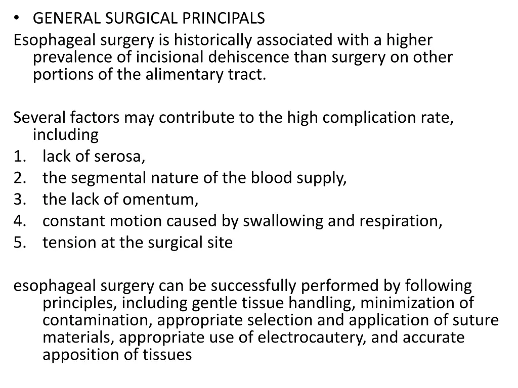 general surgical principals esophageal surgery