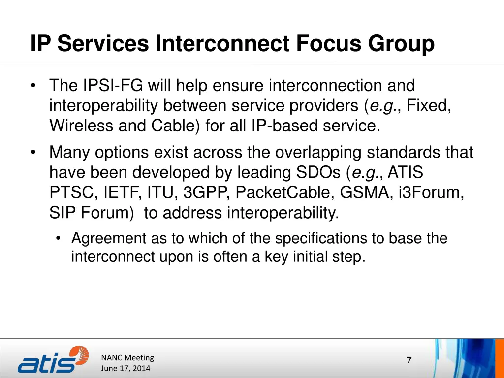 ip services interconnect focus group 1