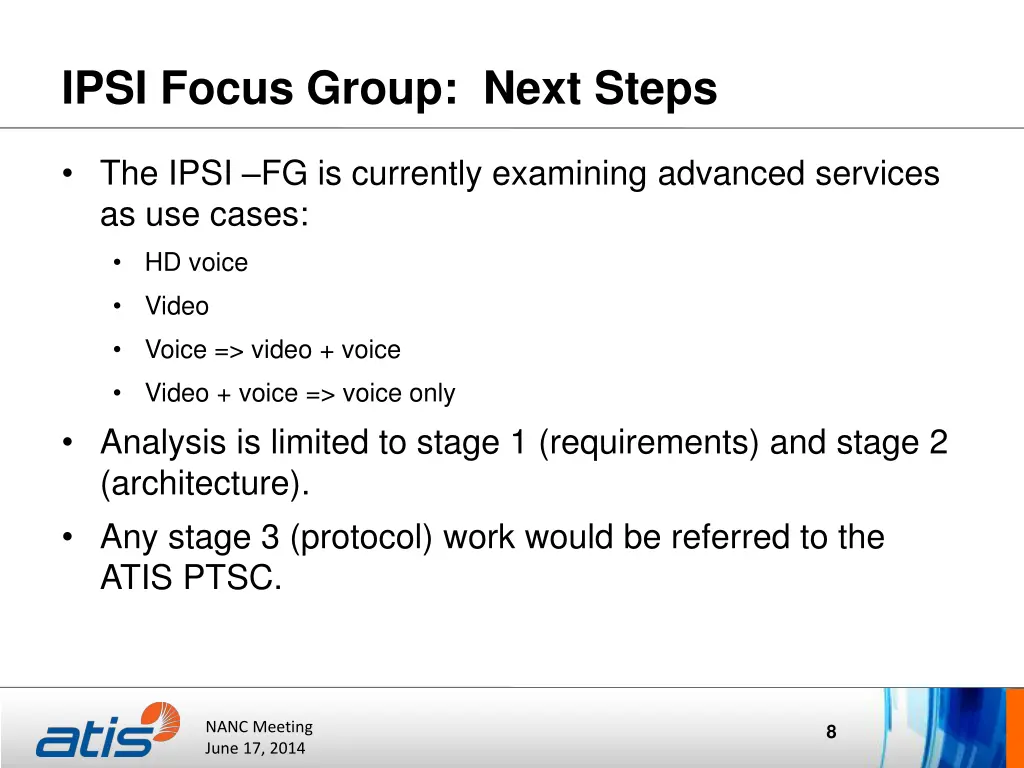 ipsi focus group next steps