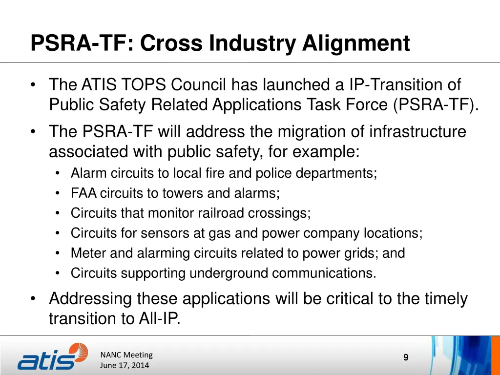 psra tf cross industry alignment