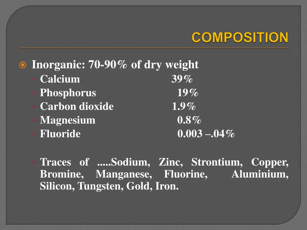 inorganic 70 90 of dry weight calcium