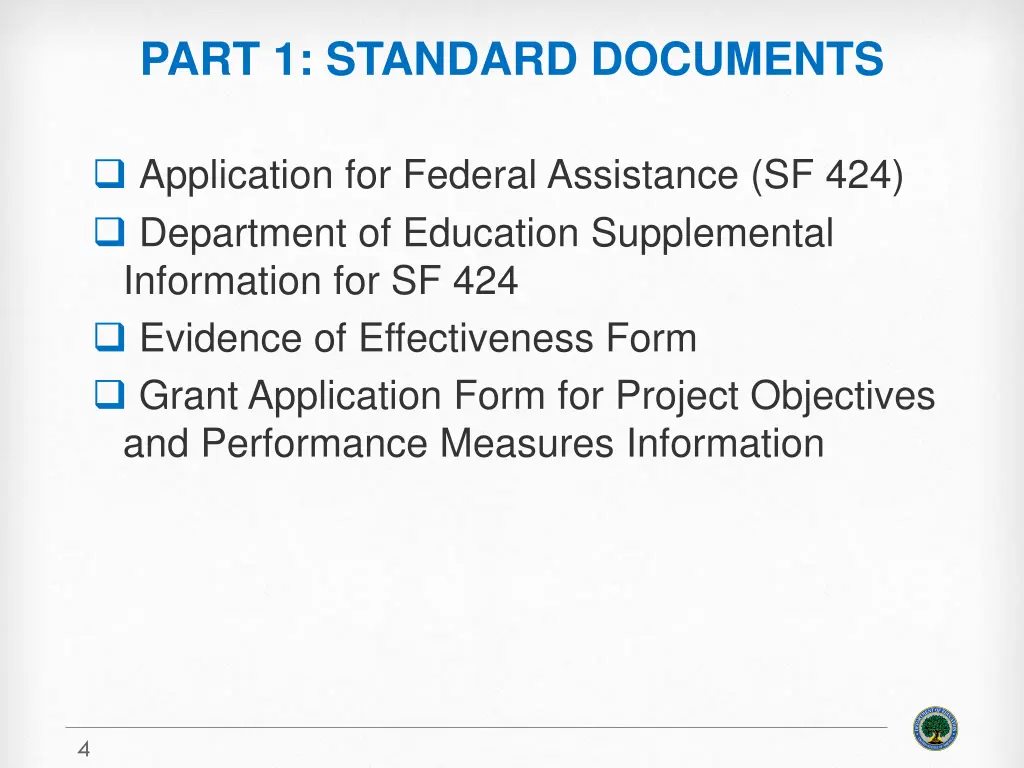 part 1 standard documents
