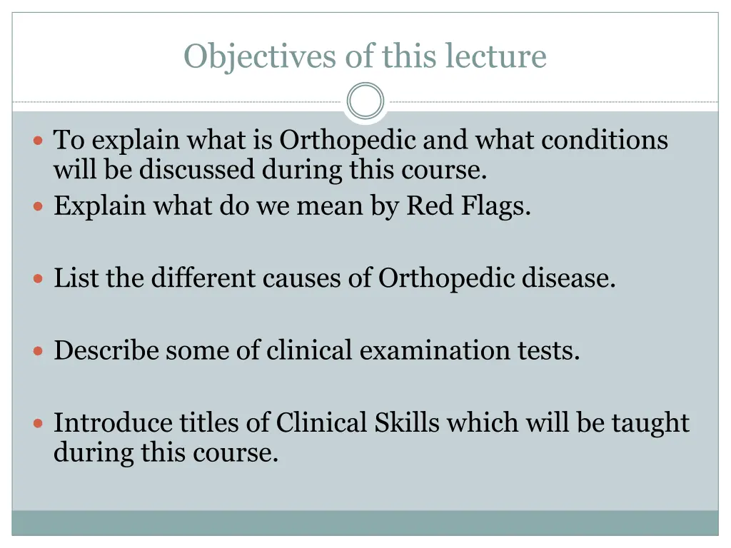 objectives of this lecture