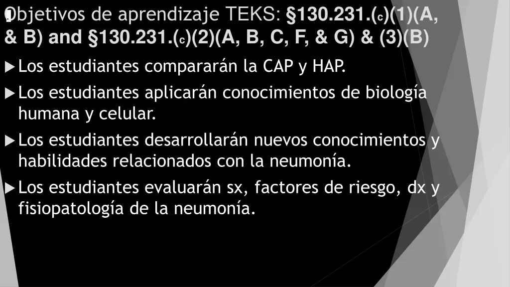 objetivos de aprendizaje teks