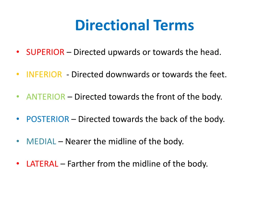 directional terms