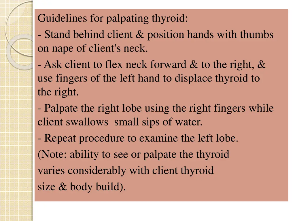 guidelines for palpating thyroid stand behind