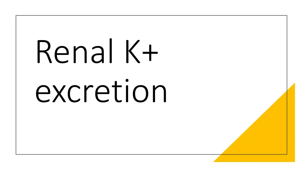 renal k excretion