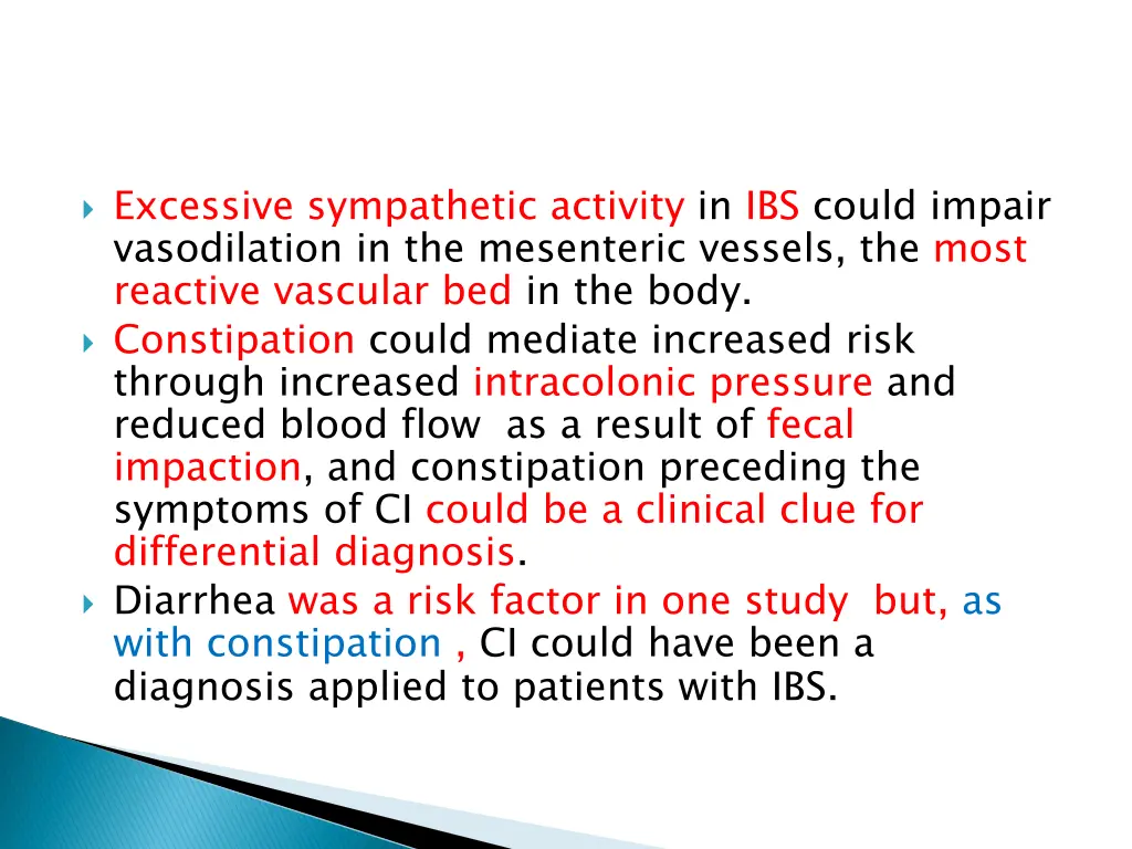 excessive sympathetic activity in ibs could