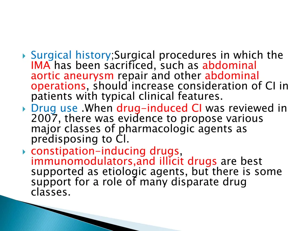 surgical history surgical procedures in which