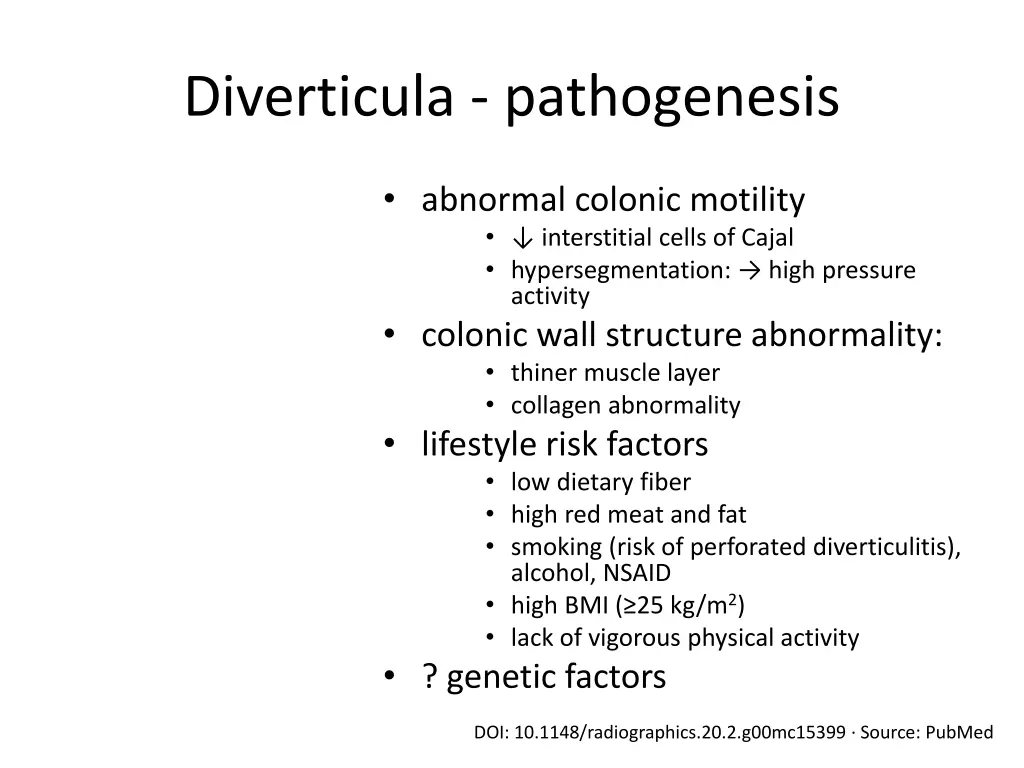 diverticula pathogenesis