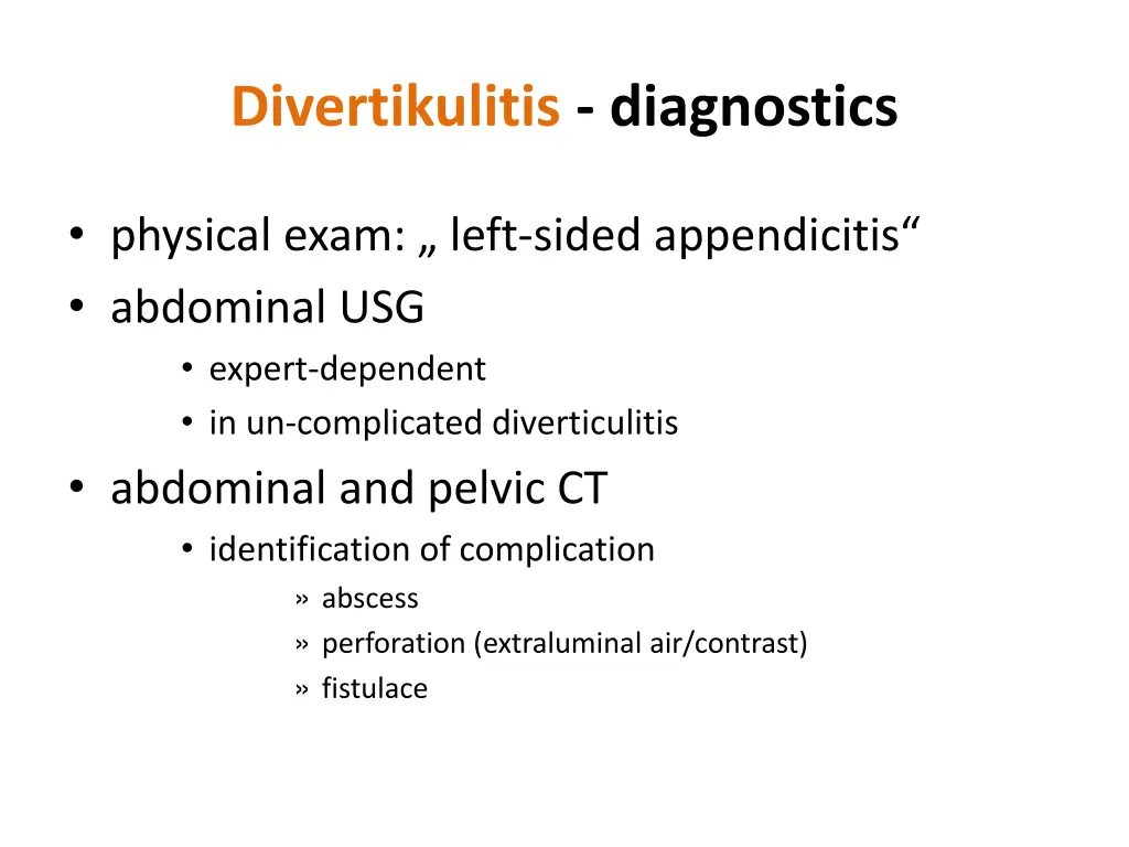 divertikulitis diagnostics