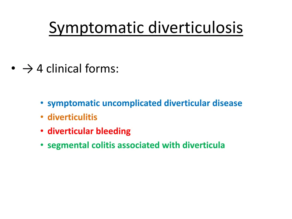 symptomatic diverticulosis