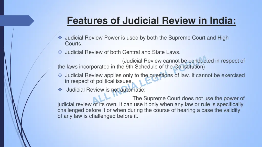 features of judicial review in india
