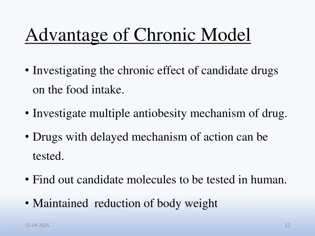 advantage of chronic model
