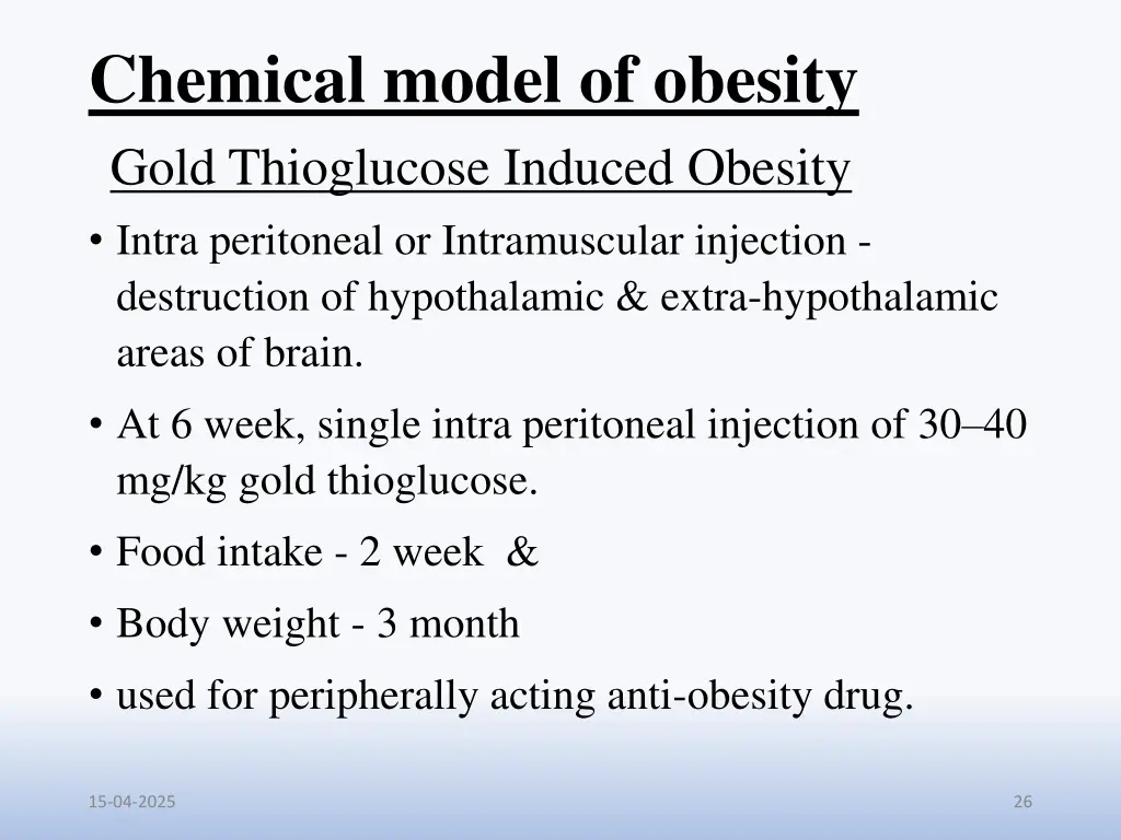 chemical model of obesity gold thioglucose