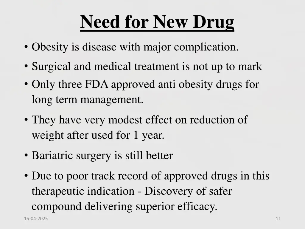 need for new drug