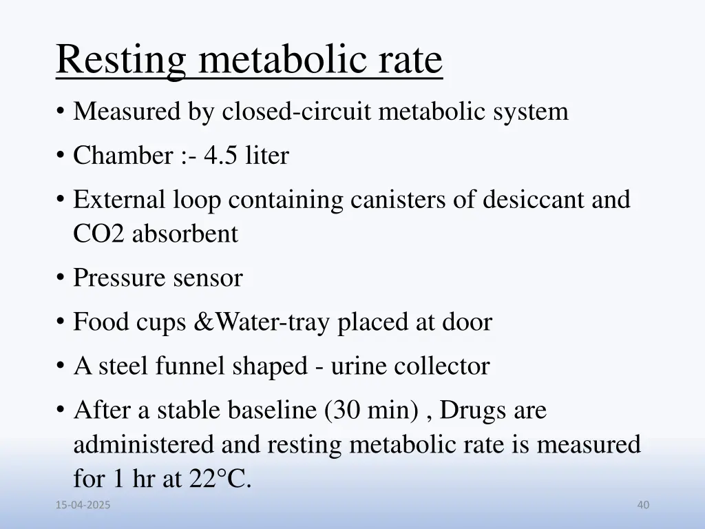 resting metabolic rate measured by closed circuit