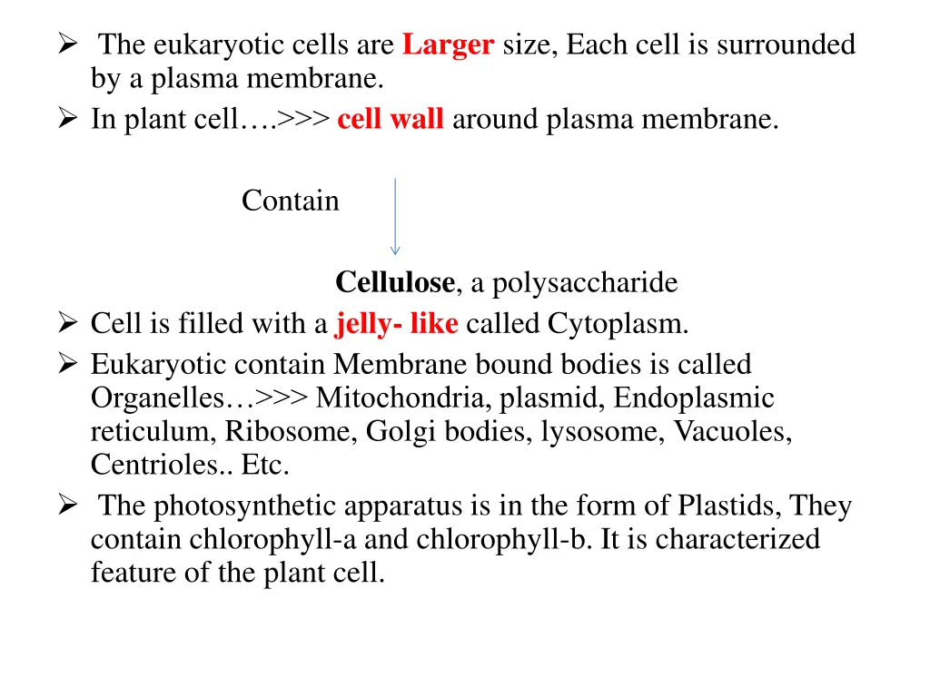 the eukaryotic cells are larger size each cell