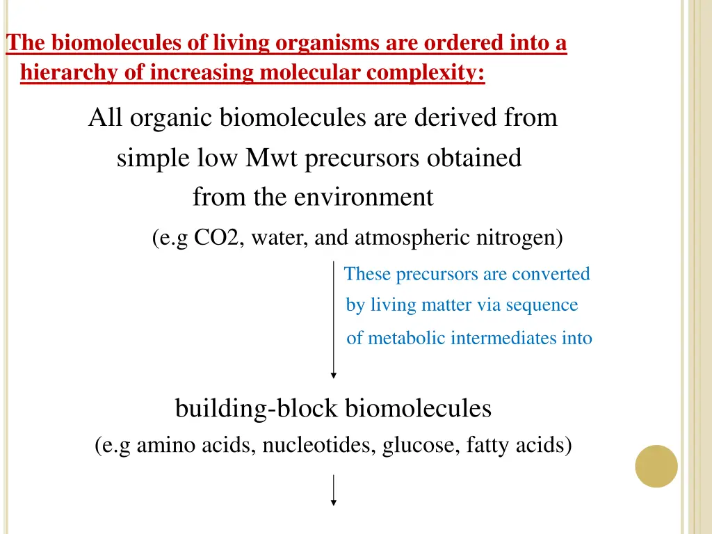 the biomolecules of living organisms are ordered